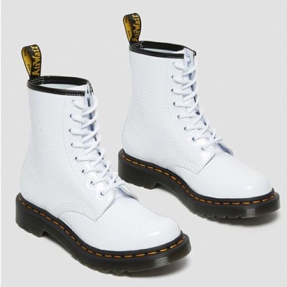 Dr. Martens
 1460 PATENT CROC EMBOSS LEATHER BOOTS - Picture 1 of 6